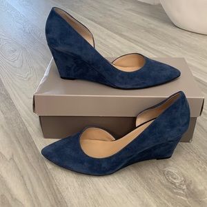 Franco Sarto blue suede wedges